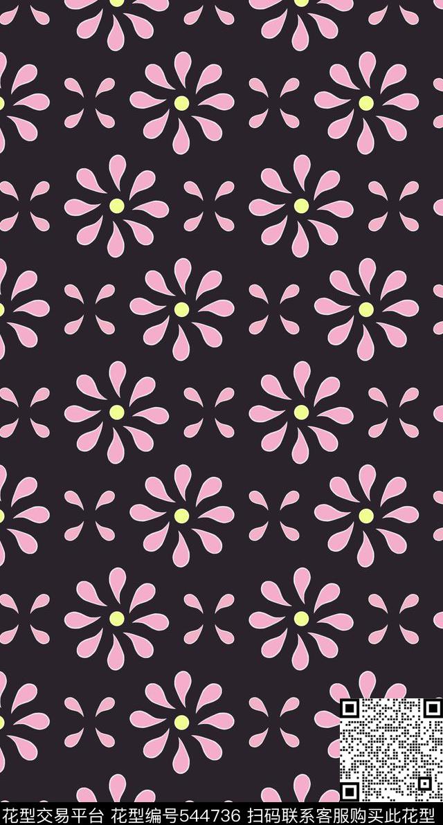 纯色底复古花卉传统印花华亿平台下载（图片编号: 544736） - 瓦栏（Walan）