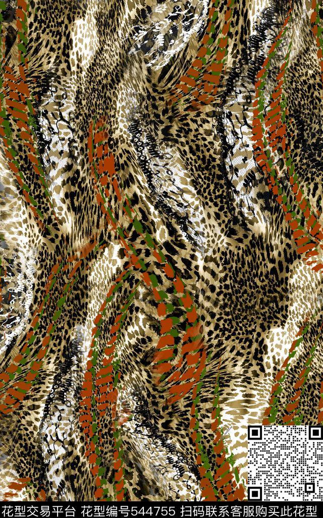 豹纹名族风动物纹数码印花华亿平台下载（图片编号: 544755） - 瓦栏（Walan）