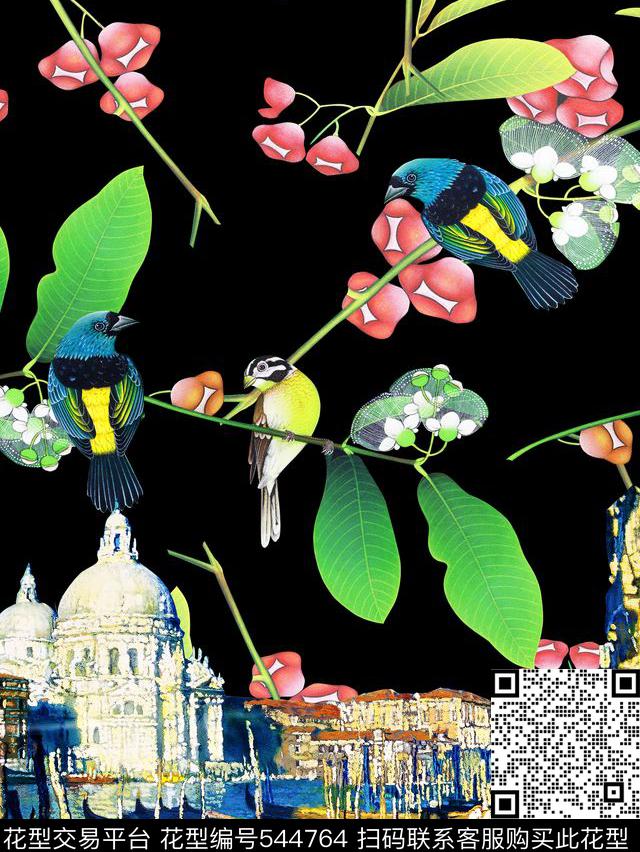 风景照片花卉小鸟数码印花华亿平台下载（图片编号: 544764） - 瓦栏（Walan）