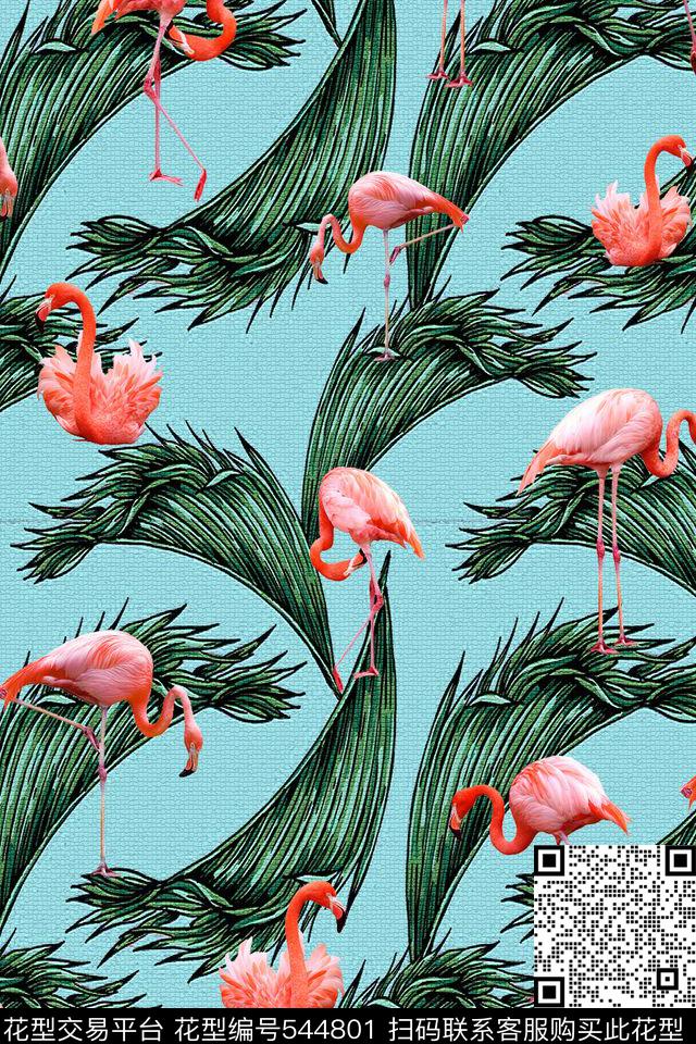 肌理流行鸟数码印花华亿平台下载（图片编号: 544801） - 瓦栏（Walan）