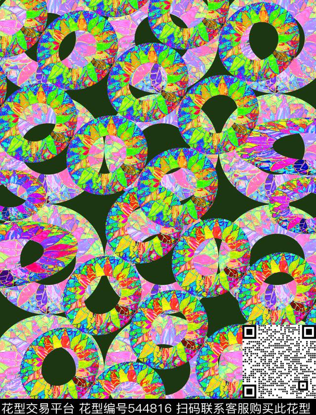 圆圈与波点波西米亚时尚数码印花华亿平台下载（图片编号: 544816） - 瓦栏（Walan）