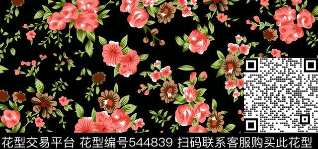 花卉小碎花花纹传统印花华亿平台下载（图片编号: 544839） - 瓦栏（Walan）