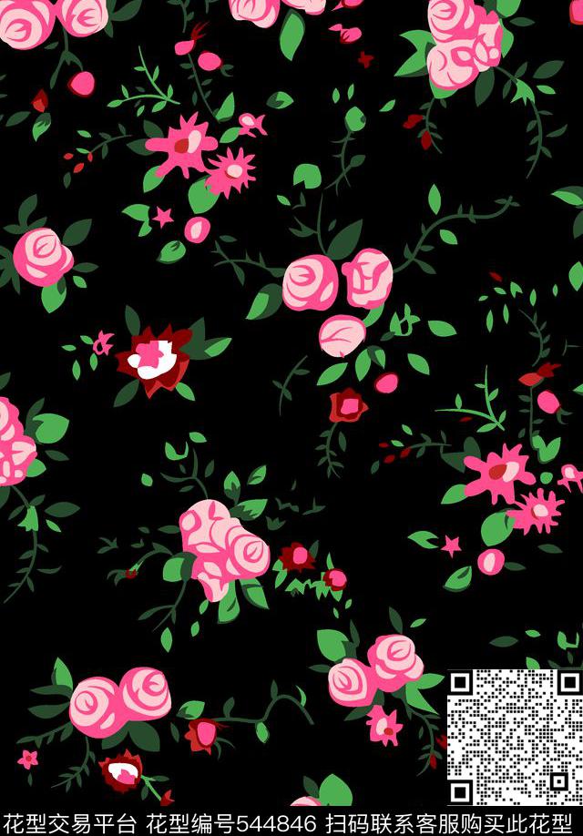 花卉小碎花花纹传统印花华亿平台下载（图片编号: 544846） - 瓦栏（Walan）