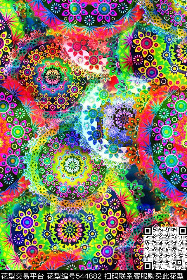 民族风佩兹利四方连续数码印花华亿平台下载（图片编号: 544882） - 瓦栏（Walan）