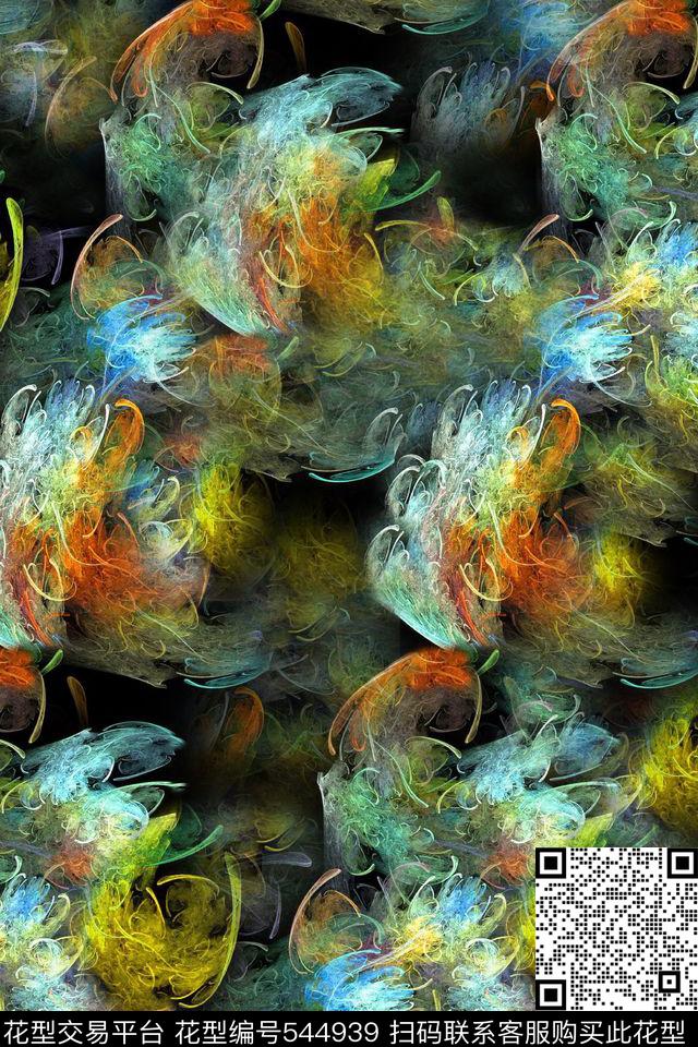 时尚流行黑色炫彩铅笔笔触数码印花华亿平台下载（图片编号: 544939） - 瓦栏（Walan）