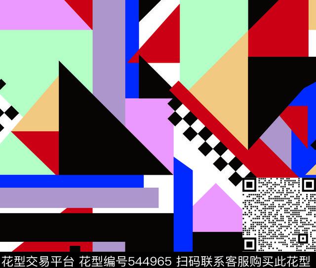 几何三角形方块传统印花华亿平台下载（图片编号: 544965） - 瓦栏（Walan）