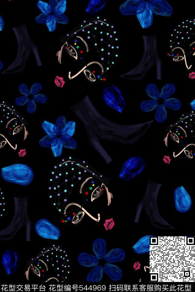 原创手绘流行时尚女装传统印花华亿平台下载（图片编号: 544969） - 瓦栏（Walan）