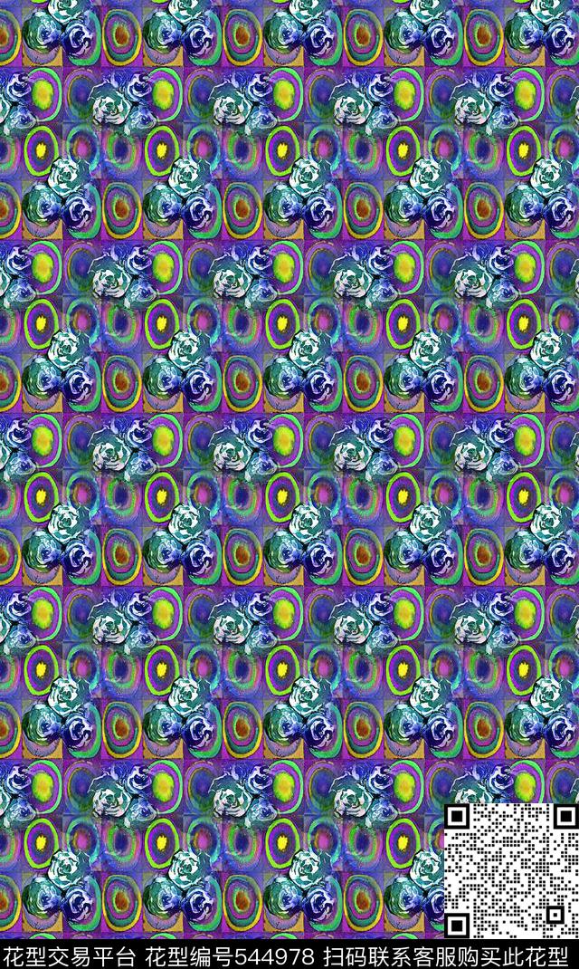 几何花卉抽象云纹数码印花华亿平台下载（图片编号: 544978） - 瓦栏（Walan）