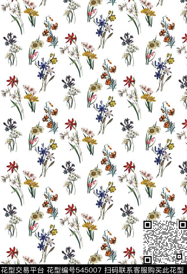 花卉小清新数码印花华亿平台下载（图片编号: 545007） - 瓦栏（Walan）