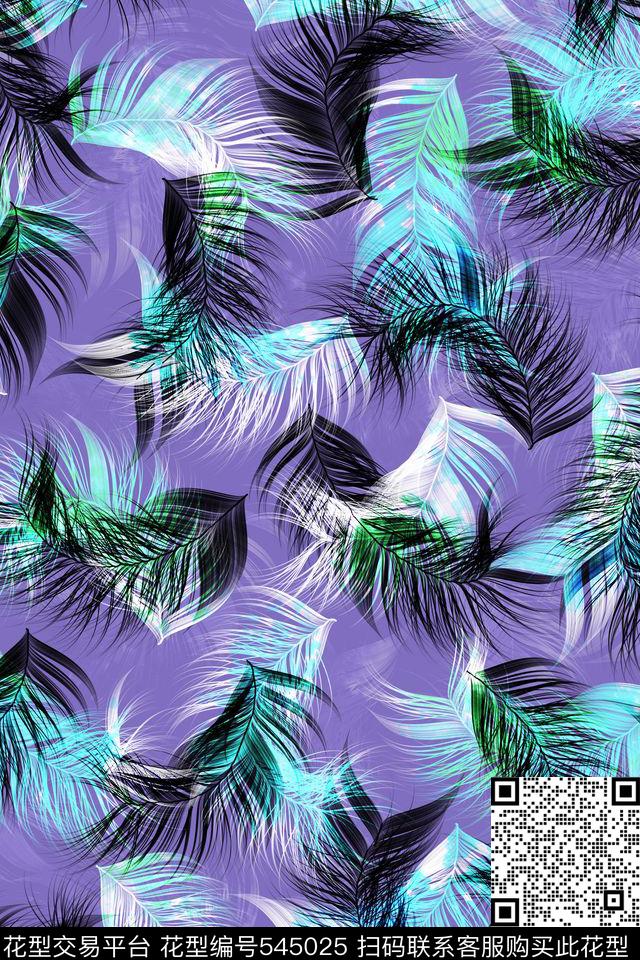 动物纹鸟类羽毛梦幻数码印花华亿平台下载（图片编号: 545025） - 瓦栏（Walan）