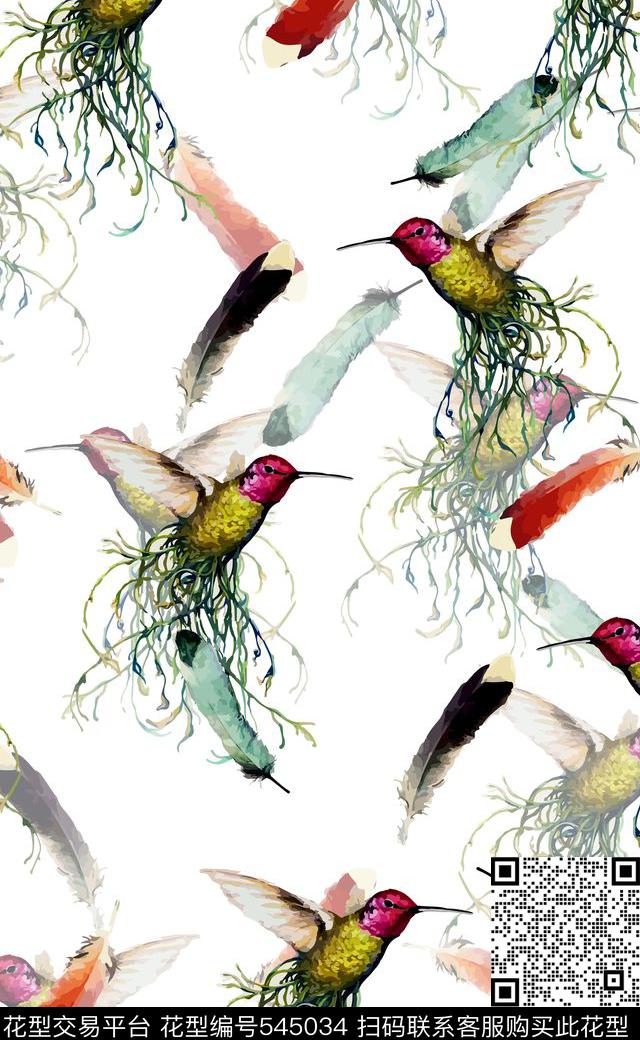 女装连衣裙数码印花小鸟数码印花华亿平台下载（图片编号: 545034） - 瓦栏（Walan）