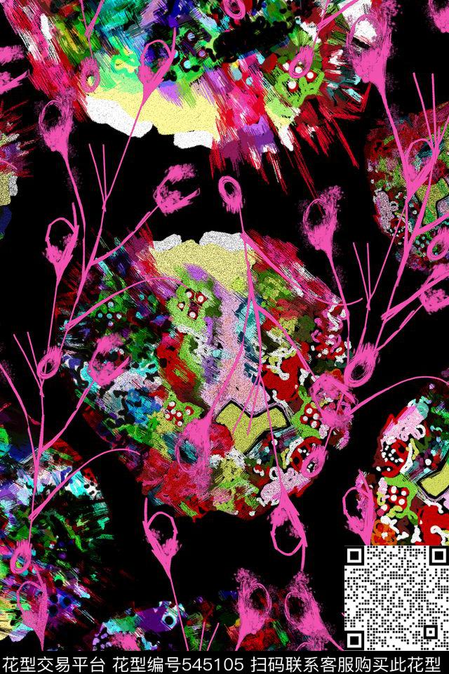 原创手绘华丽家纺数码印花华亿平台下载（图片编号: 545105） - 瓦栏（Walan）