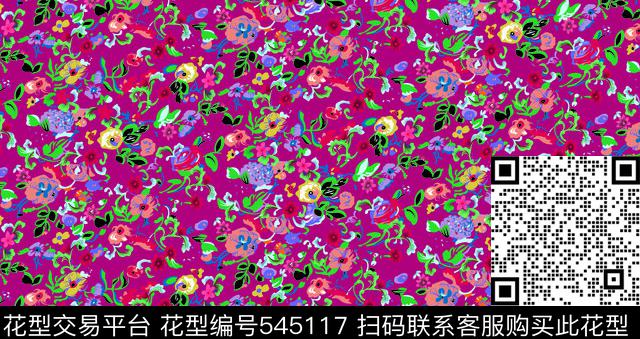 小翠花抽象花卉原创花卉传统印花华亿平台下载（图片编号: 545117） - 瓦栏（Walan）