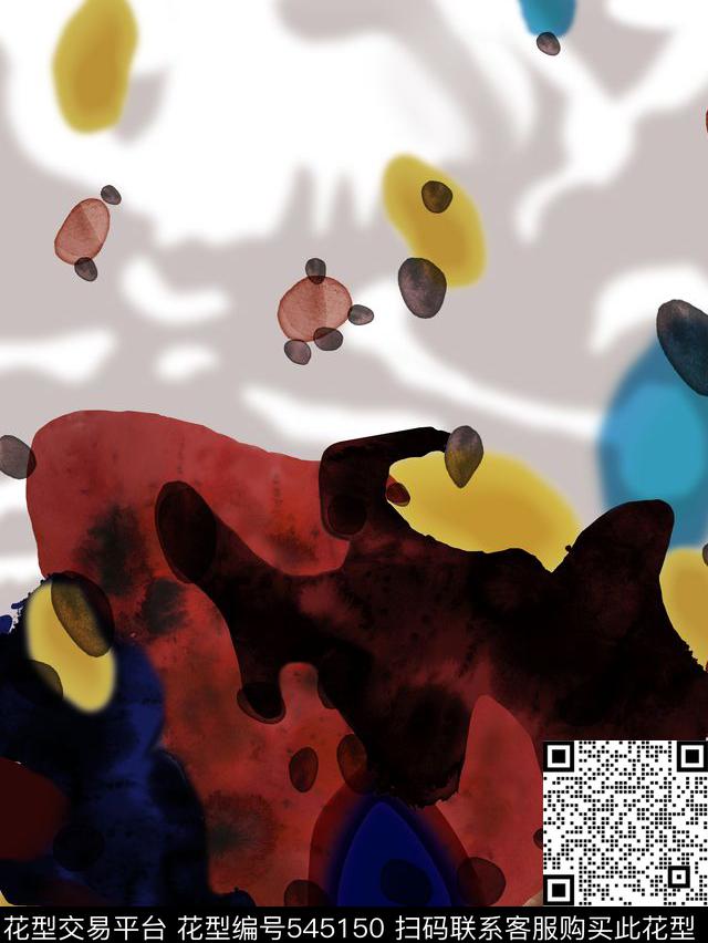 定位泼墨手绘数码印花华亿平台下载（图片编号: 545150） - 瓦栏（Walan）