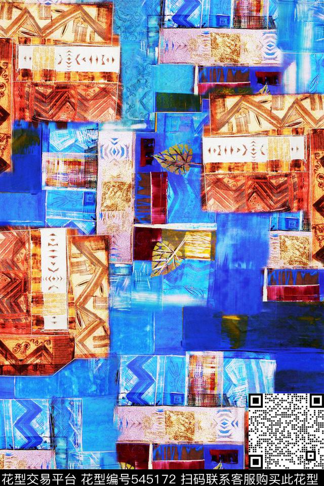 板画几何复古数码印花华亿平台下载（图片编号: 545172） - 瓦栏（Walan）