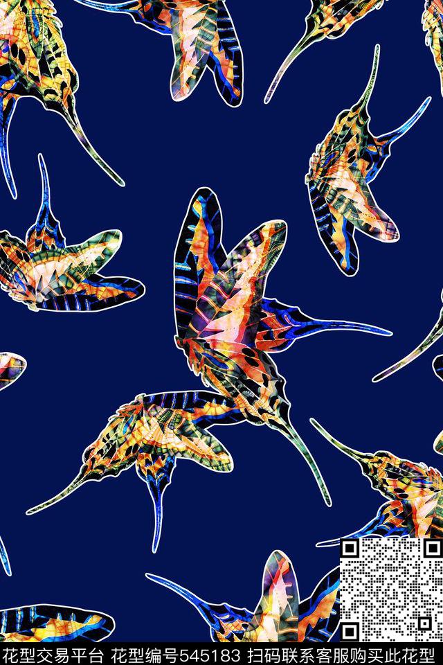 个性蝴蝶炫彩数码印花华亿平台下载（图片编号: 545183） - 瓦栏（Walan）