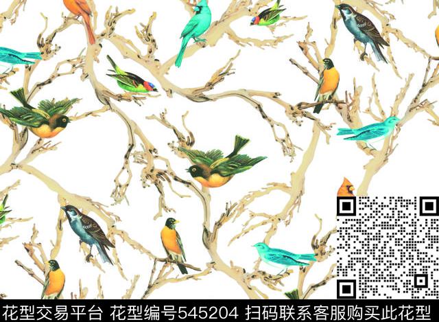 动物小鸟抽象数码印花华亿平台下载（图片编号: 545204） - 瓦栏（Walan）