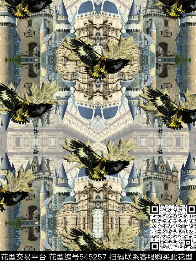 时尚大牌欧式建筑动物数码印花华亿平台下载（图片编号: 545257） - 瓦栏（Walan）