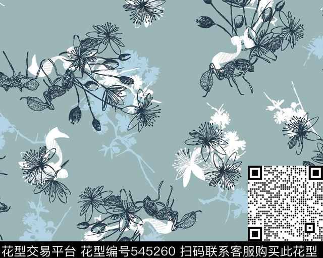蚂蚁花卉服装传统印花华亿平台下载（图片编号: 545260） - 瓦栏（Walan）