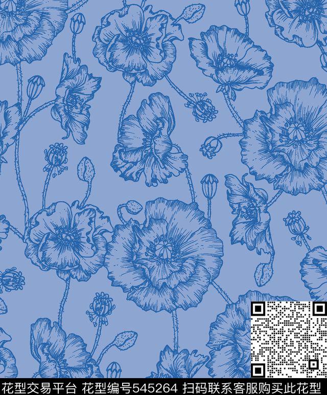 花卉花蕊服装传统印花华亿平台下载（图片编号: 545264） - 瓦栏（Walan）