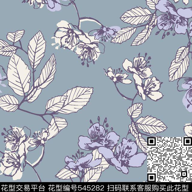 花卉叶子服装传统印花华亿平台下载（图片编号: 545282） - 瓦栏（Walan）