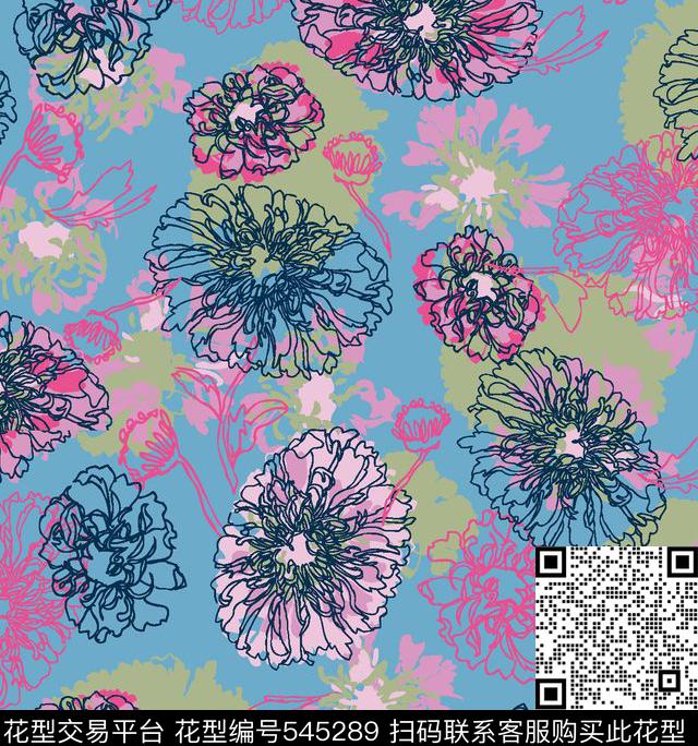 花卉叶子服装传统印花华亿平台下载（图片编号: 545289） - 瓦栏（Walan）