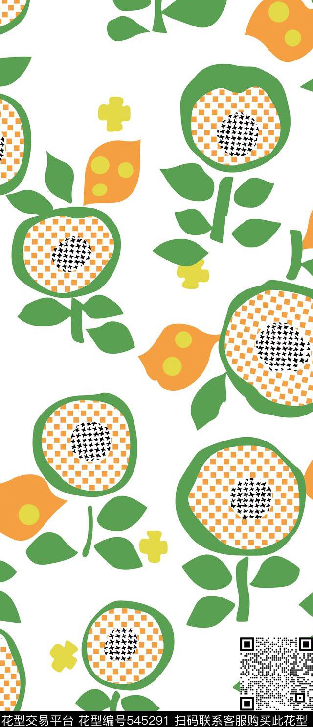 抽象花卉大花向日葵传统印花华亿平台下载（图片编号: 545291） - 瓦栏（Walan）