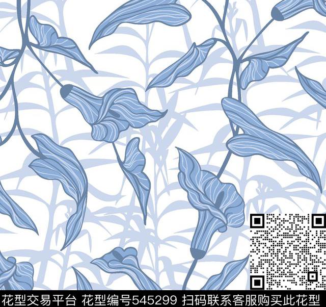 百合叶子服装传统印花华亿平台下载（图片编号: 545299） - 瓦栏（Walan）