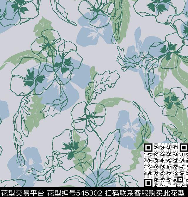 花卉叶子服装传统印花华亿平台下载（图片编号: 545302） - 瓦栏（Walan）