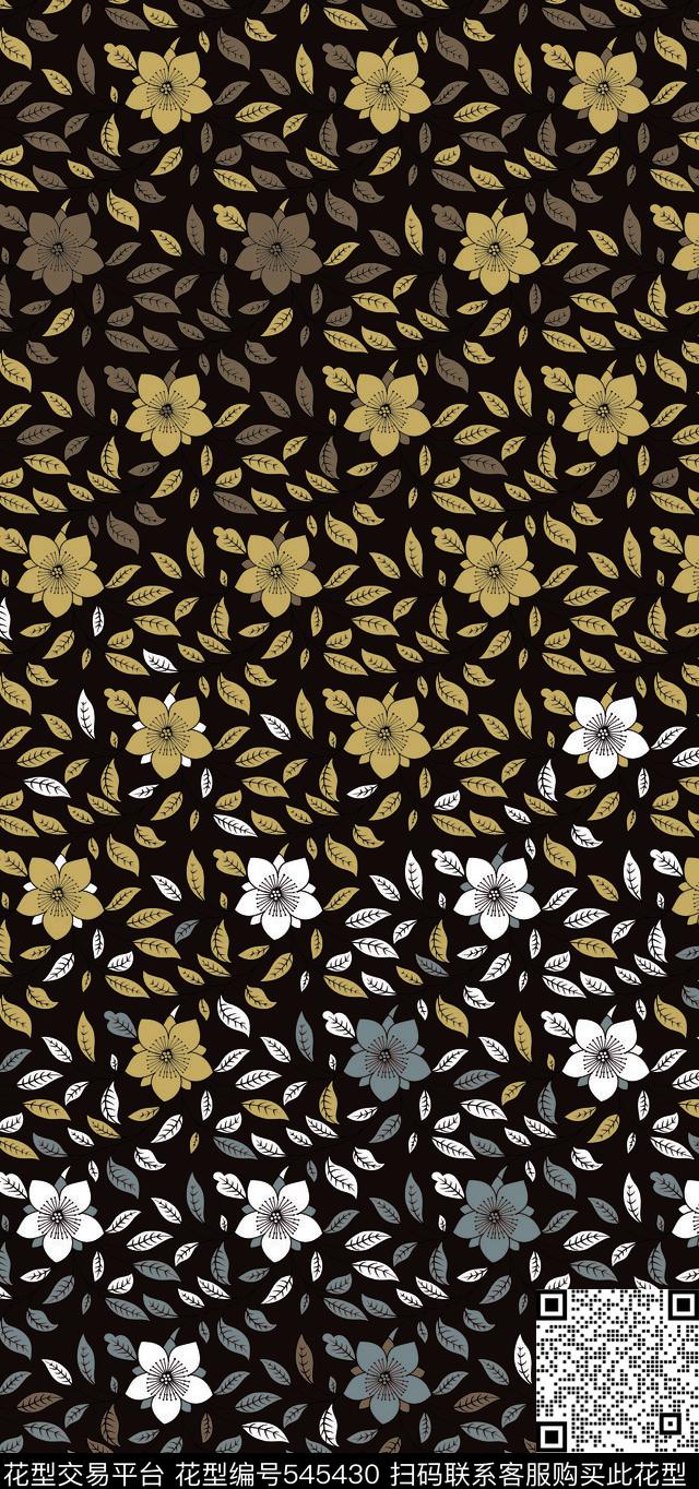 定位花卉叶子花朵传统印花华亿平台下载（图片编号: 545430） - 瓦栏（Walan）