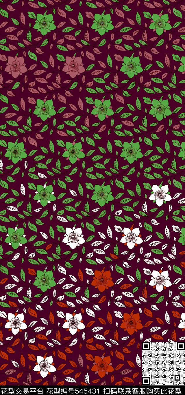 定位花卉叶子花朵传统印花华亿平台下载（图片编号: 545431） - 瓦栏（Walan）
