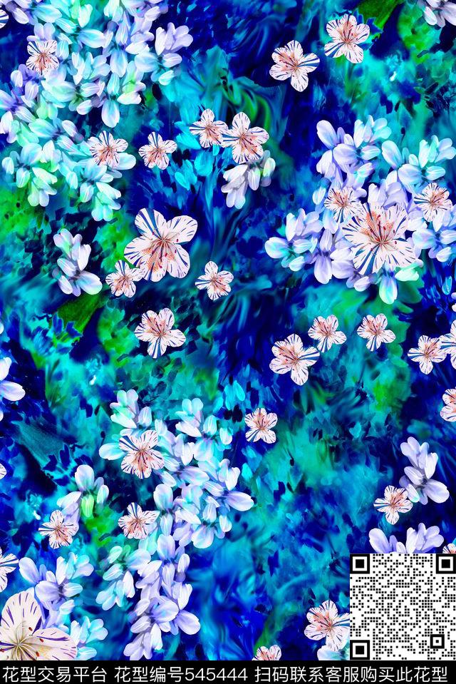 原创大气抽象炫彩时尚女装数码印花华亿平台下载（图片编号: 545444） - 瓦栏（Walan）