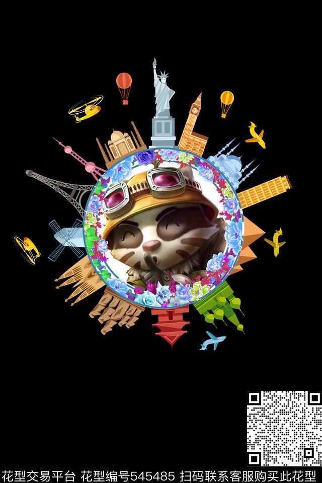 欧美流行定位T恤童装女装服装欧美流行欧美建筑飞机花卉TM游戏人物定位T恤独幅数码印花华亿平台下载（图片编号: 545485） - 瓦栏（Walan）