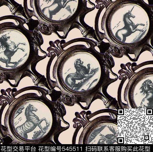 流行时尚欧式花纹骏马数码印花华亿平台下载（图片编号: 545511） - 瓦栏（Walan）