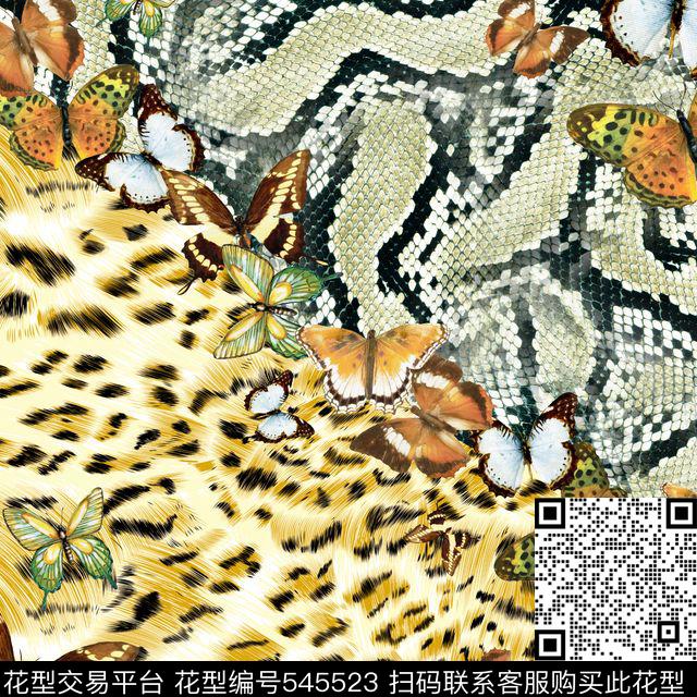 创意蝴蝶豹纹数码印花华亿平台下载（图片编号: 545523） - 瓦栏（Walan）