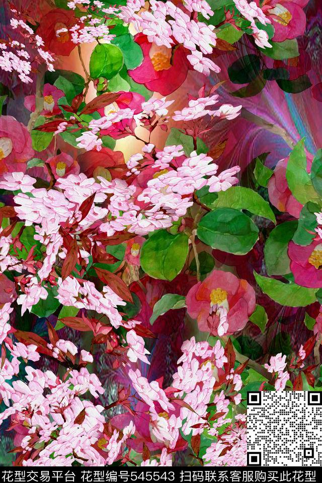 抽象花卉家纺女装泳装数码印花华亿平台下载（图片编号: 545543） - 瓦栏（Walan）