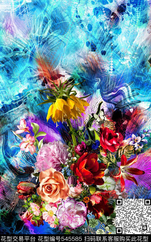 时尚炫彩纹理数码印花华亿平台下载（图片编号: 545585） - 瓦栏（Walan）