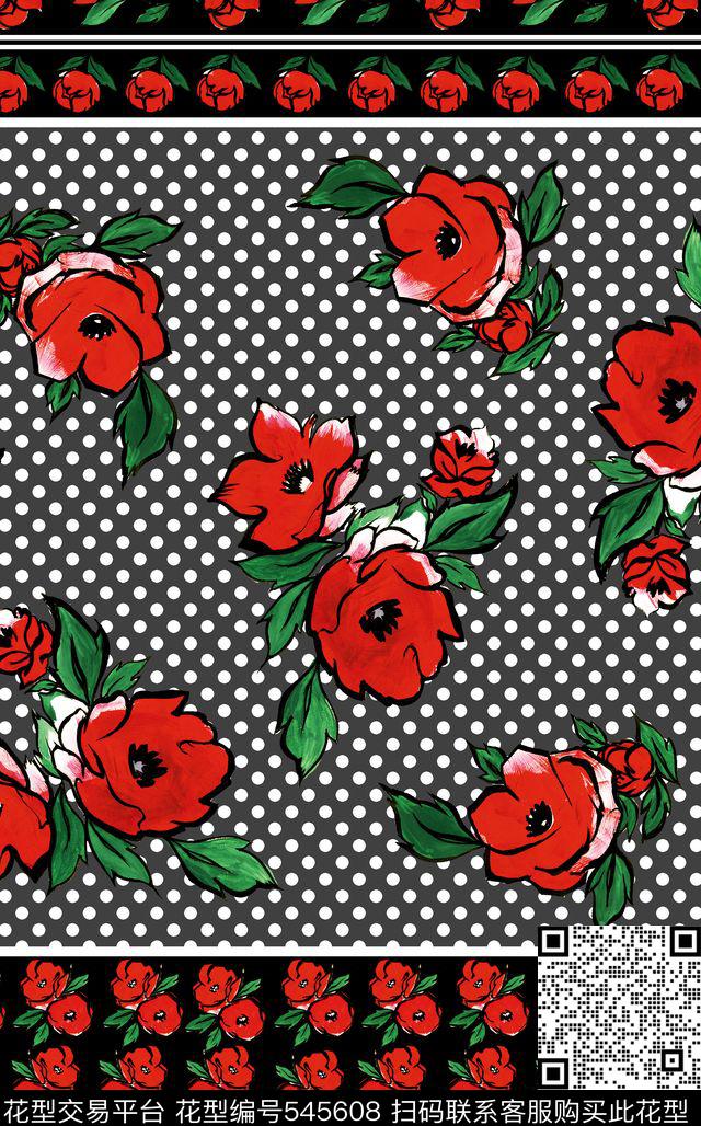 手绘玫瑰横条纹传统印花华亿平台下载（图片编号: 545608） - 瓦栏（Walan）