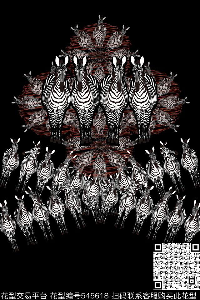 黑白风斑马铅笔线条数码印花华亿平台下载（图片编号: 545618） - 瓦栏（Walan）