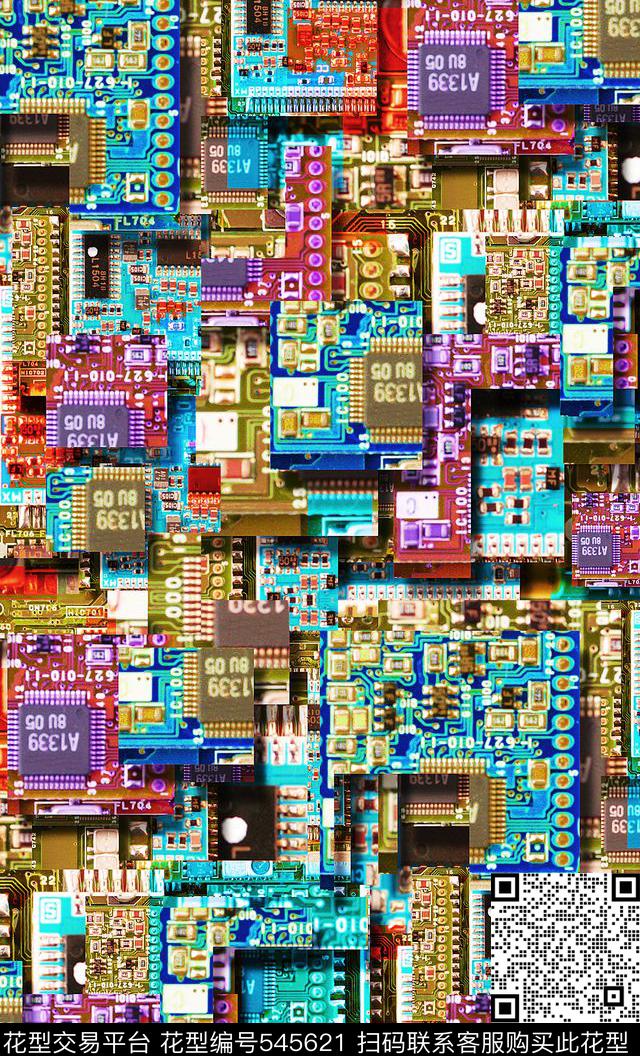 科技电路金属数码印花华亿平台下载（图片编号: 545621） - 瓦栏（Walan）
