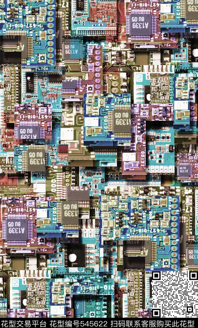 科技电路金属数码印花华亿平台下载（图片编号: 545622） - 瓦栏（Walan）