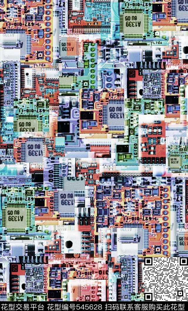 科技抽象几何数码印花华亿平台下载（图片编号: 545628） - 瓦栏（Walan）