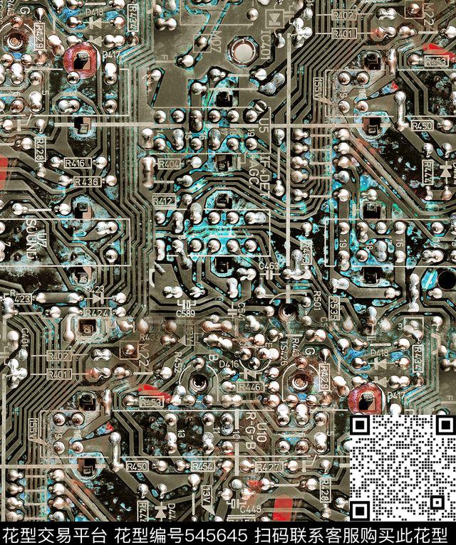 抽象电路科技数码印花华亿平台下载（图片编号: 545645） - 瓦栏（Walan）