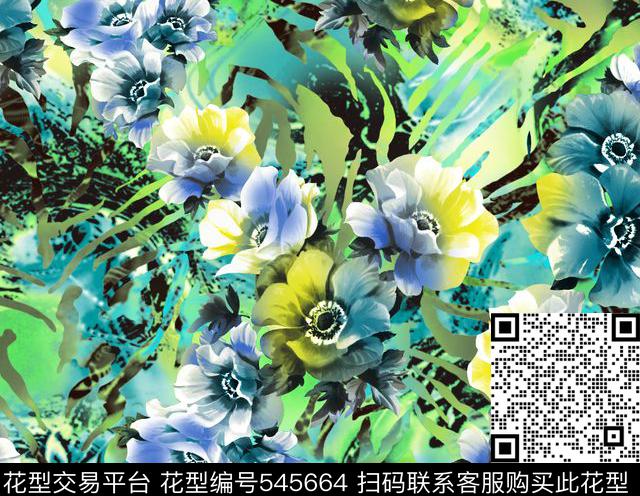 花朵花卉数码花数码印花华亿平台下载（图片编号: 545664） - 瓦栏（Walan）