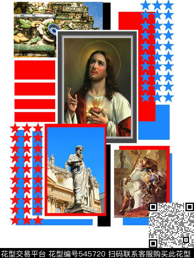 t恤华亿平台潮流复古数码印花华亿平台下载（图片编号: 545720） - 瓦栏（Walan）