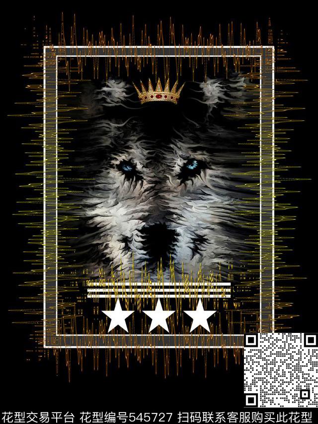 抽象狼头T恤数码印花华亿平台下载（图片编号: 545727） - 瓦栏（Walan）