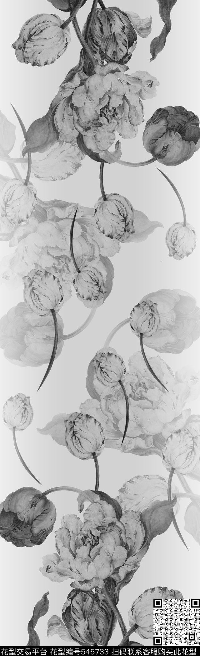 手绘油画百合数码印花华亿平台下载（图片编号: 545733） - 瓦栏（Walan）