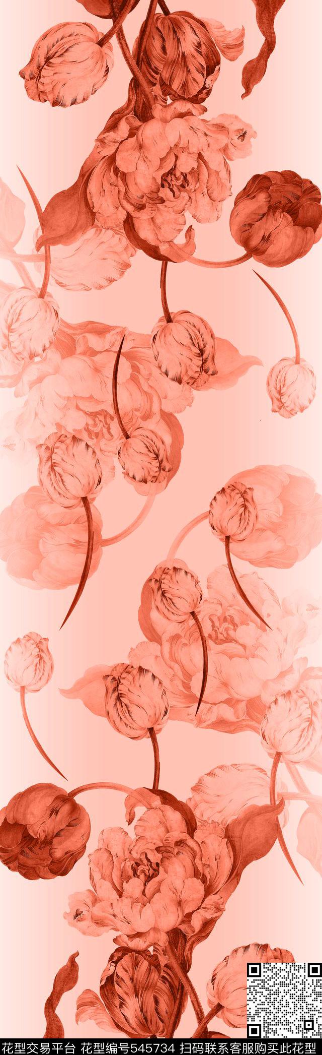 手绘油画百合数码印花华亿平台下载（图片编号: 545734） - 瓦栏（Walan）