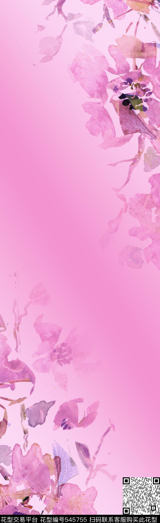 手绘水彩花卉数码印花华亿平台下载（图片编号: 545755） - 瓦栏（Walan）