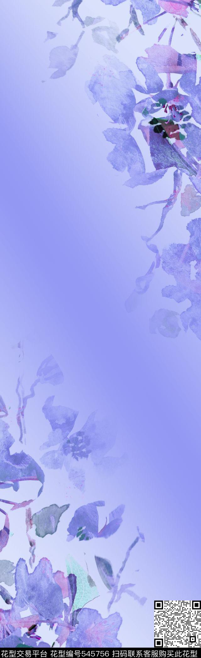 手绘水彩花卉数码印花华亿平台下载（图片编号: 545756） - 瓦栏（Walan）
